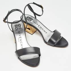 Pre Owned Givenchy Black Leather Ankle Strap Sandals Size 37