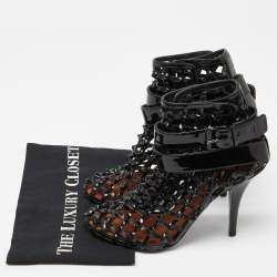 Givenchy Black  Woven Patent Leather Buckle Booties Size 40