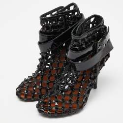 Givenchy Black  Woven Patent Leather Buckle Booties Size 40
