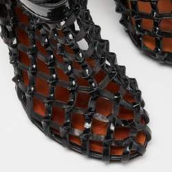 Givenchy Black  Woven Patent Leather Buckle Booties Size 40