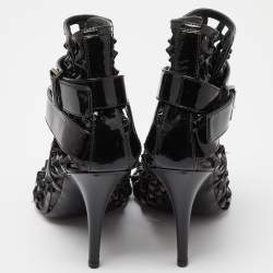 Givenchy Black  Woven Patent Leather Buckle Booties Size 40