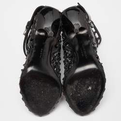 Givenchy Black  Woven Patent Leather Buckle Booties Size 40