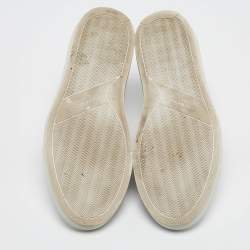 Pre Owned Givenchy White/Black Leather Urban Street Logo Slip On Sneakers Size 40