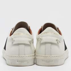 Pre Owned Givenchy White/Black Leather Urban Street Logo Slip On Sneakers Size 40