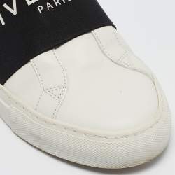 Pre Owned Givenchy White/Black Leather Urban Street Logo Slip On Sneakers Size 40