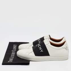 Pre Owned Givenchy White/Black Leather Urban Street Logo Slip On Sneakers Size 40
