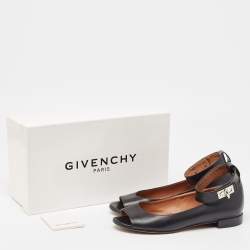 Pre Owned Givenchy Black Leather Ballet Flats Size 39