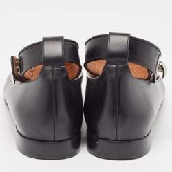 Pre Owned Givenchy Black Leather Ballet Flats Size 39