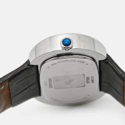 Pre Owned Givenchy White Stainless Steel Leather Giralda Reg.1650471 Women's Wristwatch 44 mm