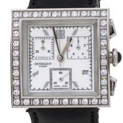 Pre Owned Givenchy White Stainless Steel Leather Apsaras REG.1.558.962 Women's Wristwatch 31 mm