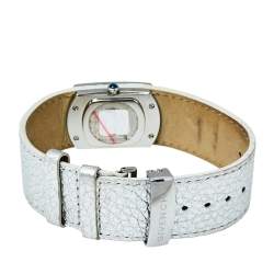Pre Owned Givenchy White Stainless Steel Silver Leather Expression 2 92438731 Quartz Women's Wristwatch 29 MM