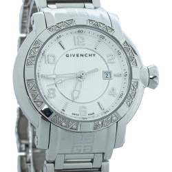 Pre Owned Givenchy Silver Stainless Steel Diamonds GV.5202L Women's Wristwatch 36mm