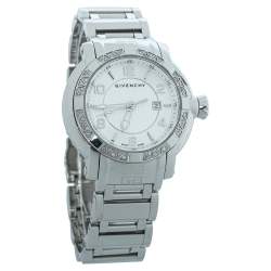 Pre Owned Givenchy Silver Stainless Steel Diamonds GV.5202L Women's Wristwatch 36mm