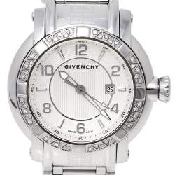 Pre Owned Givenchy Silver Stainless Steel Diamonds GV.5202L Women's Wristwatch 36 mm