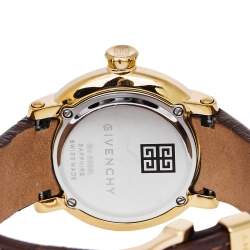 Pre Owned Givenchy Cream Gold Plated Stainless Steel Leather GV.5202L Women's Wristwatch 36 mm