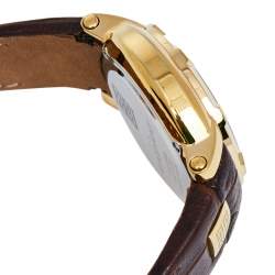 Pre Owned Givenchy Cream Gold Plated Stainless Steel Leather GV.5202L Women's Wristwatch 36 mm