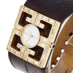 Pre Owned ساعة يد نسائية جيفنشي 4G REG.16337637ستانلس ستيل مطلي ذهب وجلد مم 