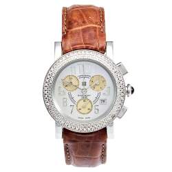 Givenchy Mother of Pearl Stainless Steel Leather Diamond Saqqhara Chrono REG.97678884 Women's Wristwatch 36 mm