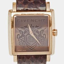 مملوكة مسبقًا Givenchy Brown Rose Gold Plated Stainless Steel Leather GV.5214M Unisex Wristwatch 38 mm