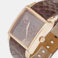 مملوكة مسبقًا Givenchy Brown Rose Gold Plated Stainless Steel Leather GV.5214M Unisex Wristwatch 38 mm