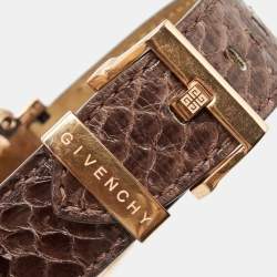 مملوكة مسبقًا Givenchy Brown Rose Gold Plated Stainless Steel Leather GV.5214M Unisex Wristwatch 38 mm