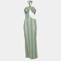 Pre Owned Gizem Parcali Multicolour Crochet Knit Tie Up Dress M