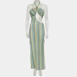 Pre Owned Gizem Parcali Multicolour Crochet Knit Tie Up Dress M