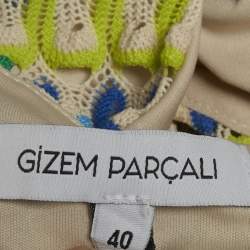 Pre Owned Gizem Parcali Multicolour Crochet Knit Tie Up Dress M