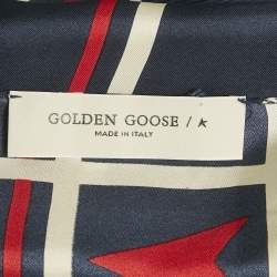 Pre Owned Golden Goose Navy Blue Star Print Silk Scarf