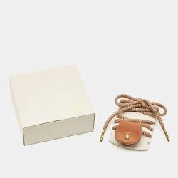 Pre Owned Golden Goose Brown Leather Glasses Case Clip and Hiking Strap