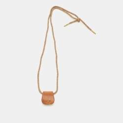 مملوكة مسبقًا Golden Goose Brown Leather Glasses Case Clip and Hiking Strap