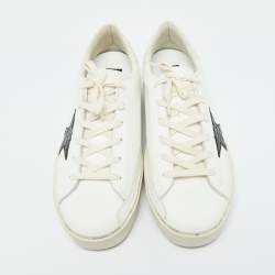 Pre Owned Golden Goose White Leather Hi Star Lace Up Sneakers Size 42