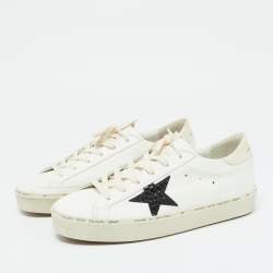 Pre Owned Golden Goose White Leather Hi Star Lace Up Sneakers Size 42