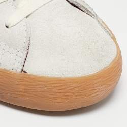 Pre Owned Golden Goose Silver/Burgundy Leather and Suede Superstar Lace Up Sneakers Size 36