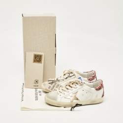 Golden Goose White Leather and Suede Super Star Sneakers Size 36