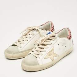 Golden Goose White Leather and Suede Super Star Sneakers Size 36