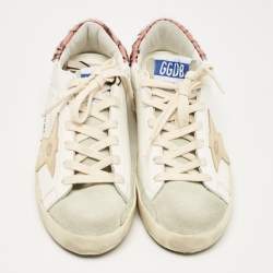 Golden Goose White Leather and Suede Super Star Sneakers Size 36