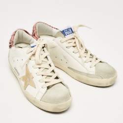 Golden Goose White Leather and Suede Super Star Sneakers Size 36