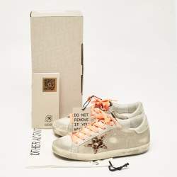 Golden Goose Beige Mesh and Suede Super Star Sneakers Size 38
