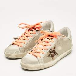 Golden Goose Beige Mesh and Suede Super Star Sneakers Size 38