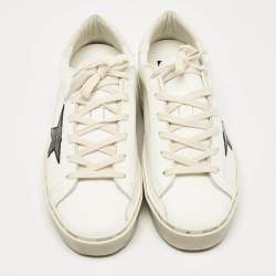 Pre Owned Golden Goose White/Black Leather Hi Star Sneakers Size 38
