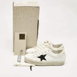 Pre Owned Golden Goose White/Black Leather Hi Star Sneakers Size 38