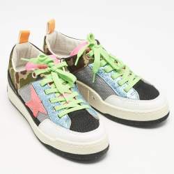 Golden Goose Multicolor Leather and Knit Fabric Yeah Sneakers Size 36