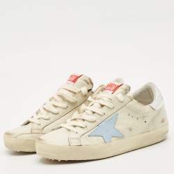 Pre Owned Golden Goose Beige Leather Super Star Sneakers Size 35