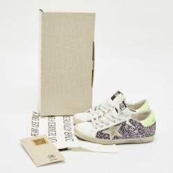 Pre Owned Golden Goose Multicolor Glitter and Leather Super Star Sneakers Size 36