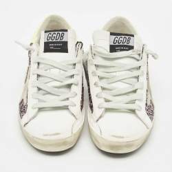 Pre Owned Golden Goose Multicolor Glitter and Leather Super Star Sneakers Size 36