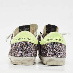 Pre Owned Golden Goose Multicolor Glitter and Leather Super Star Sneakers Size 36