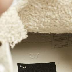 Pre Owned Golden Goose Silver/White Glitter and Leather Francy Sneakers Size 37