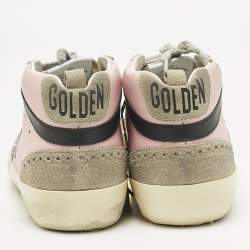 Pre Owned Golden Goose Grey/Pink Suede and Leather Mid Star Sneakers Size 37