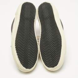 Pre Owned Golden Goose Grey/Pink Suede and Leather Mid Star Sneakers Size 37